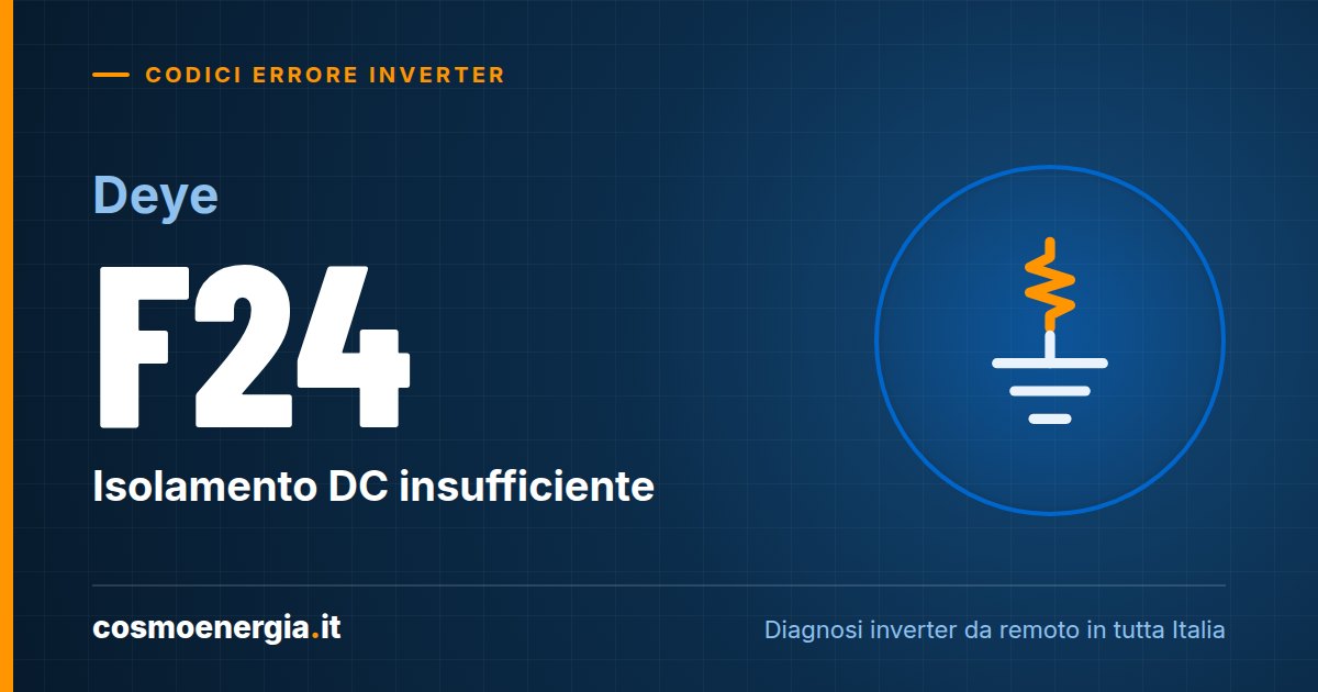 Deye Errore F24: Isolamento DC Insufficiente – Diagnosi e Soluzione