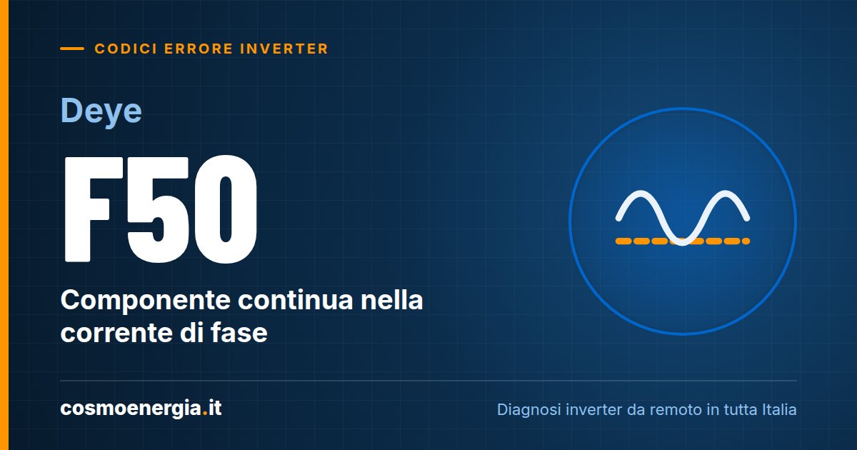 Deye Errore F50: Componente Continua nella Corrente di Fase – Significato e Verifiche
