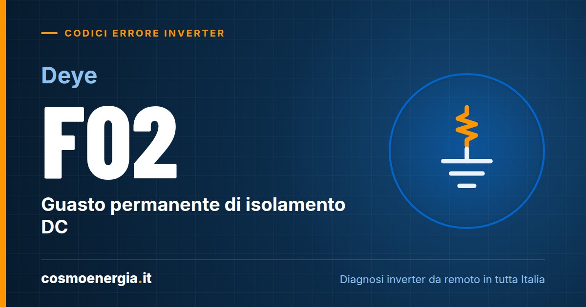 Deye Errore F02: Guasto Permanente di Isolamento DC – Cause e Soluzioni