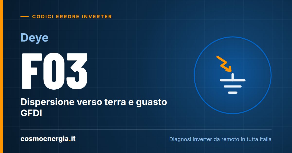 Deye Errore F03: Dispersione Verso Terra e Guasto GFDI – Cause e Verifiche