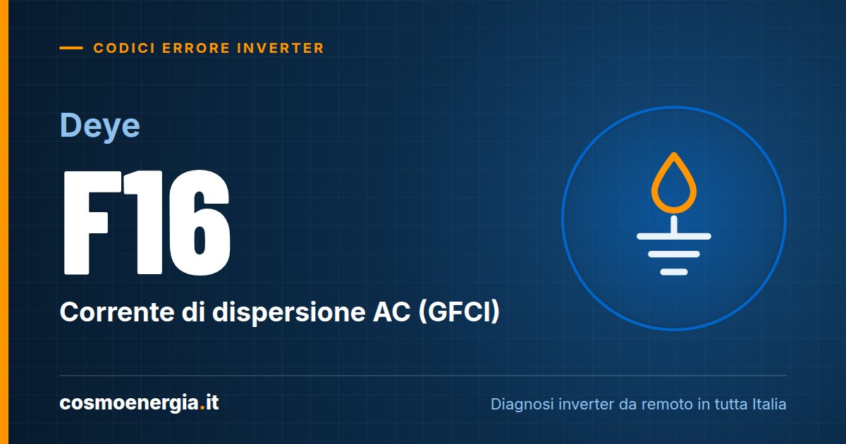 Deye Errore F16: Corrente di Dispersione AC (GFCI) – Cause e Soluzioni
