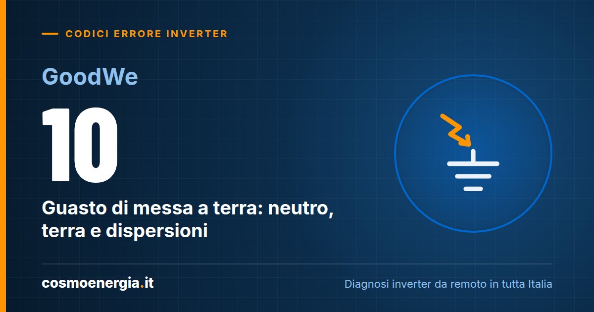 GoodWe Errore 10 “Guasto di Messa a Terra”: Neutro, Terra e Dispersioni FV (Inverter Ibridi)