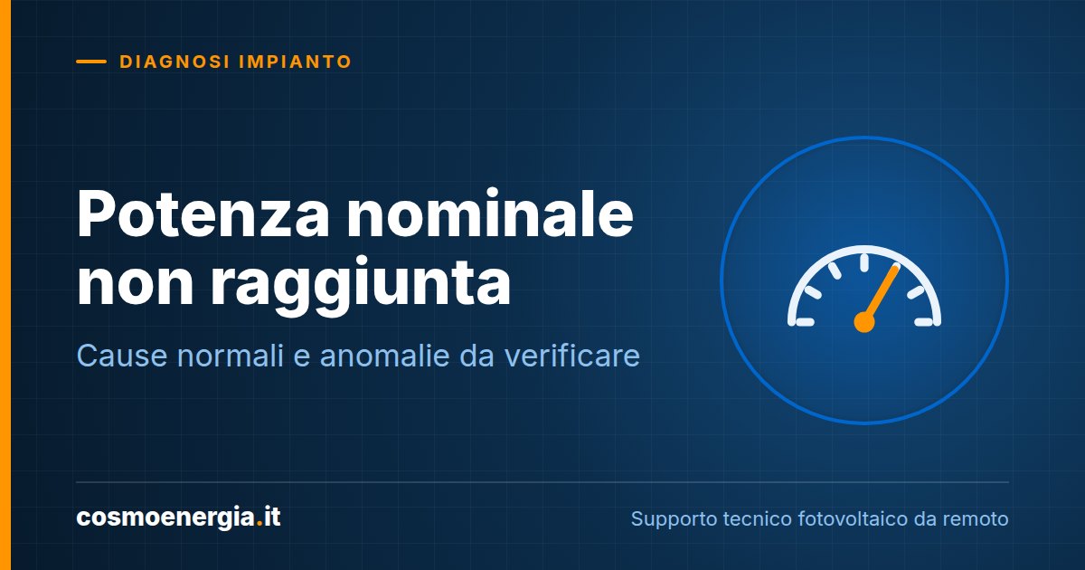 Inverter Non Raggiunge la Potenza Nominale: Cause Normali e Anomalie da Verificare