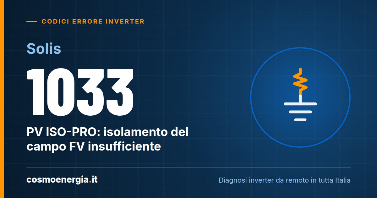 Solis Allarme 1033 PV ISO-PRO: Isolamento del Campo Fotovoltaico Insufficiente