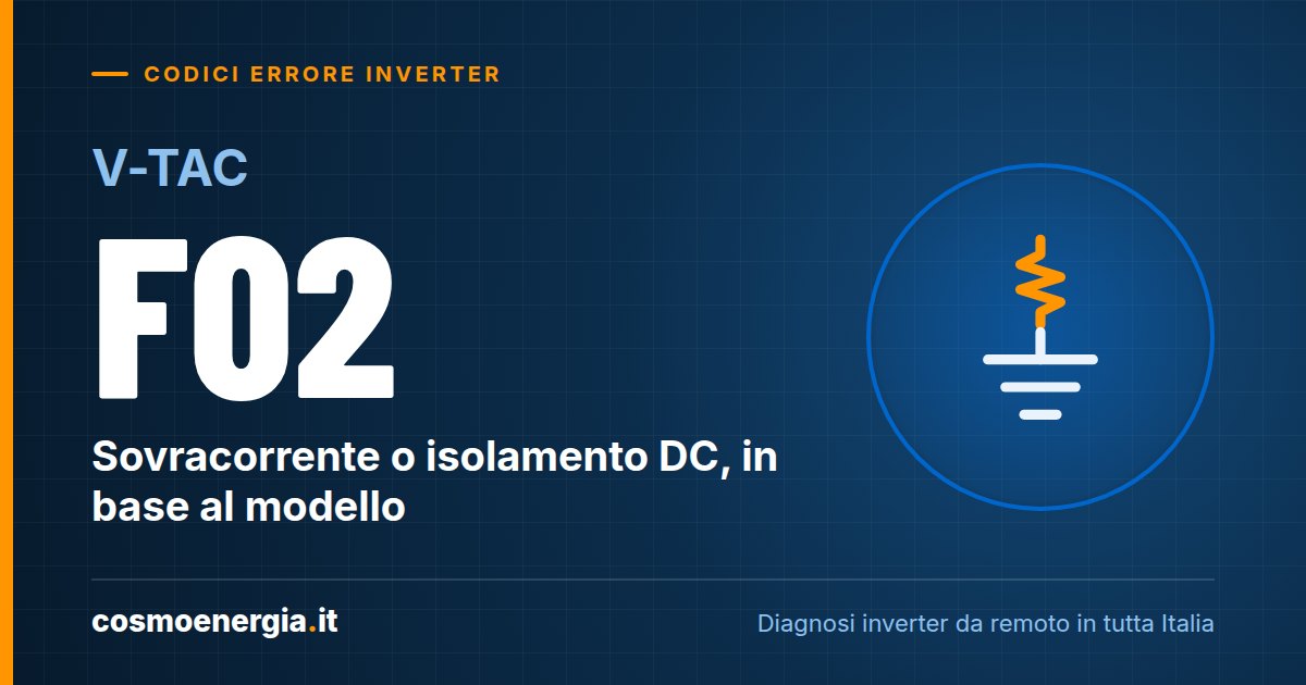 V-TAC Errore F02: Guasto di Isolamento DC (e Significato sull’Ibrido Afore VT-6607105)