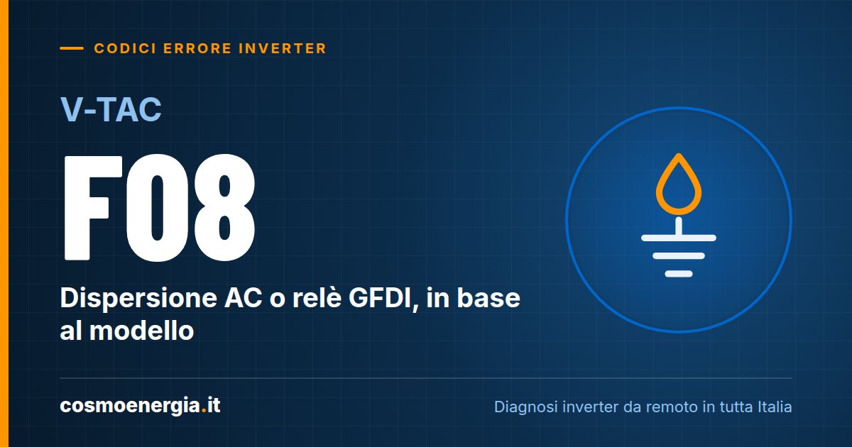 V-TAC Errore F08: Guasto del Relè GFDI (e Significato sull’Ibrido Afore VT-6607105)