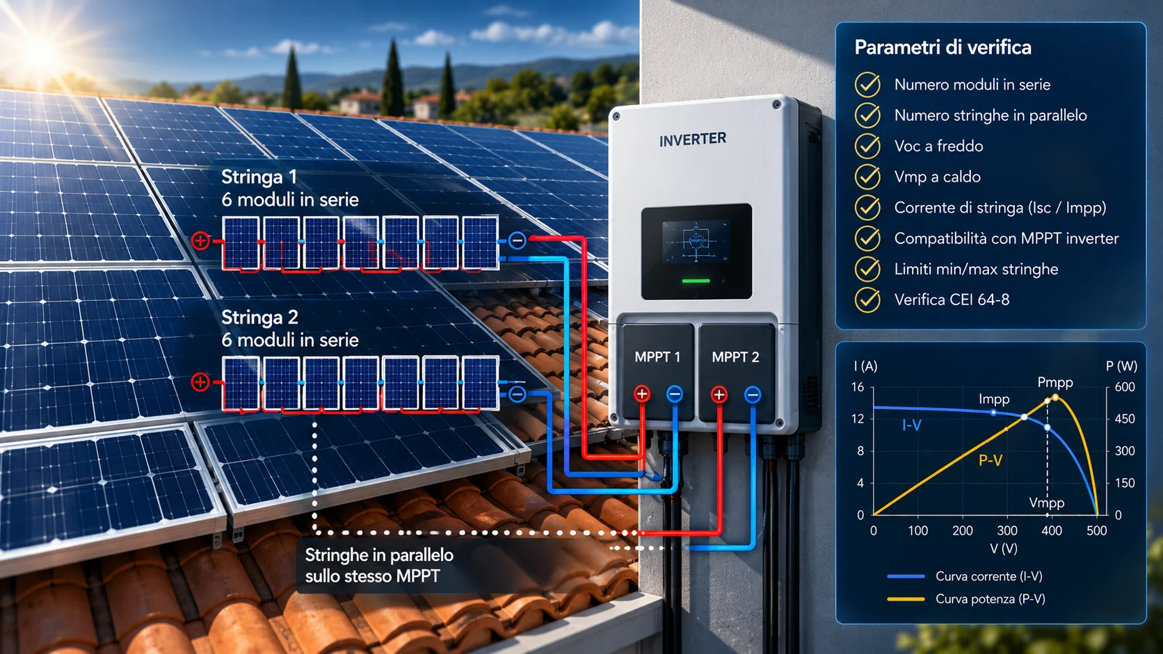 Strumenti tecnici fotovoltaico Cosmo Energia per dimensionamento stringhe, analisi ombre, calcoli elettrici e progettazione impianti