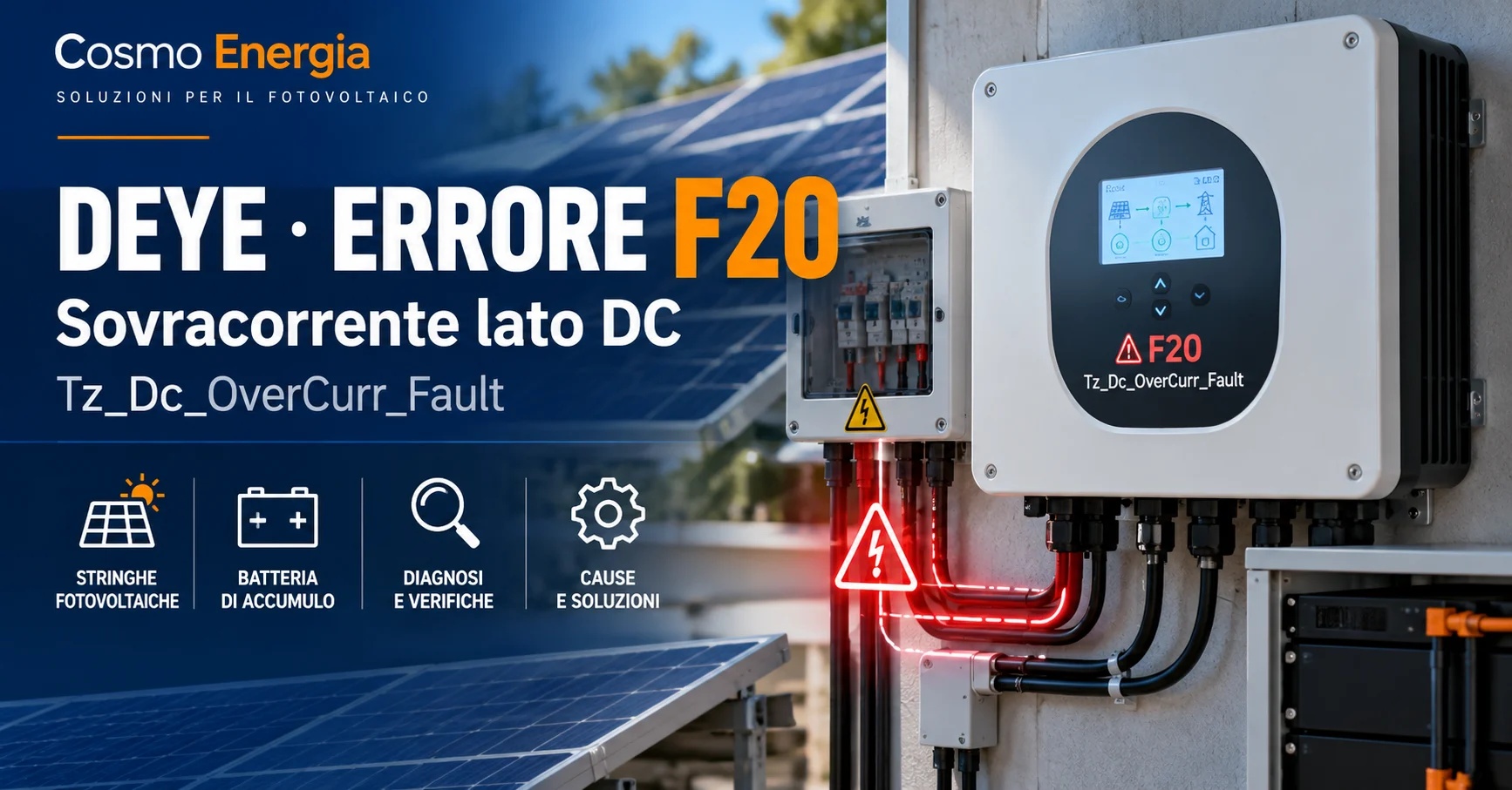 Deye Errore F20 – Tz_Dc_SovraCorr: cause, diagnosi e soluzioni