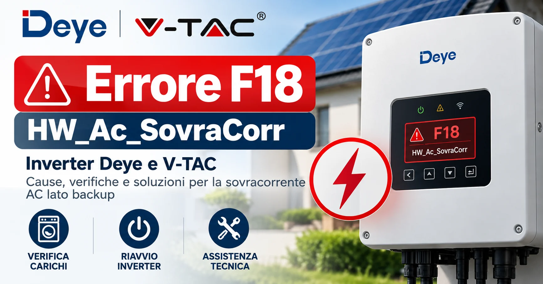 Deye Errore F18 (HW_Ac_SovraCorr): cause e verifiche